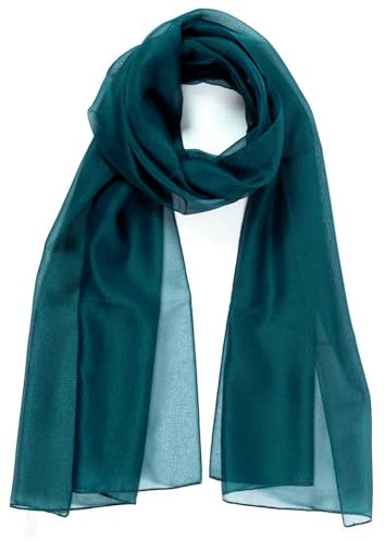 HAT YOU Damen Chiffon Halstuch, Sommertuch, Chiffon Schal, Tuch für Frühling und Sommer, Ganzjährig - Made in Italy, Farbe:Petrol 80x200