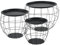 In And OutdoorMatch Beistelltisch Nedra - Couchtisch - 3er Set - Abnehmbare Tischplatte - Schwarz - Metall und MDF - Modernes Design