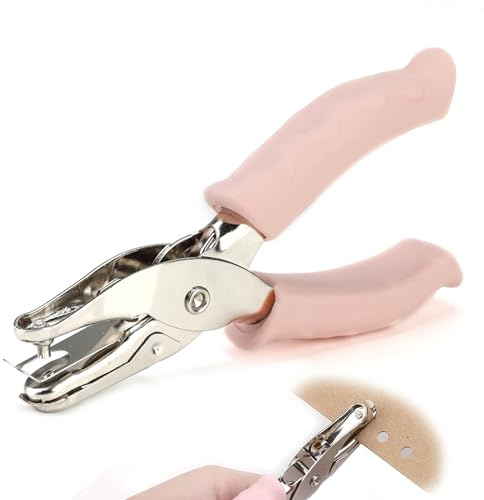 Single Hole Punch 3mm - Handheld Circle Puncher with Soft Grip Handle for Card, Paper, DIY Crafts
