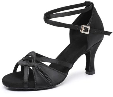Rosefinch Lateinische Tanzschuhe für Damen Salsa Tango Ballroom Professional Tanz Praxis Schuhe Schwarz 7cm Absatz 39EU
