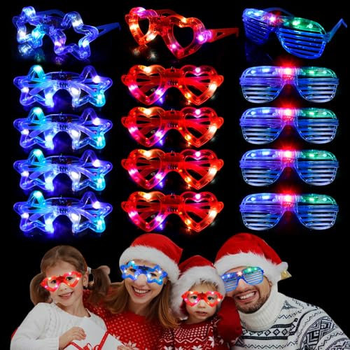 LED Brille leuchtbrillen für Party Neon Partybrille Festival Outfit Herren Rave Brille für Party ZubehörPartybrille für Geburtstag Kindergeschenk -15 Stück