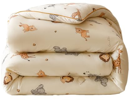 Doimier 2PCS Toddler Bedding Set, Ultra Soft Marshmallow Fluffy Comforter Bed Sets for Kids Boys Girls Infant, Cute Microfiber Lightweight Machine Washable All Seasons Bedroom (Wildlife Park)