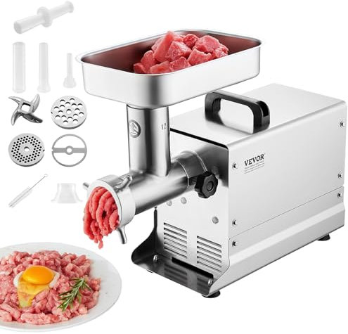 VEVOR Meat Grinder, 0.75 HP 550W, 11 Lbs/Min Electric Meat Grinders with Blade, Grinding Plate, Sausage Maker, Stainless Steel Commercial Meat Mincer for Kitchen Restaurant Butcher Store, ETL Listed