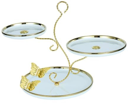 DimyFew Pastel de Exhibición de Cupcakes de 3 Niveles, Bandeja de Servicio Escalonada, Soporte Decorativo de Placas de Frutas Creativas, Cocina, Boda, Banquet, Blanco, Individual