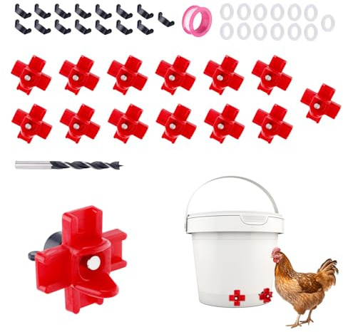 BOXOB 15pcs Tétine Abreuvoir Poule avec Foret, Montage Latéral Tétines d'eau Volaille Étanches Abreuvoir Automatique pour Volaille Mangeoire à Eau pour Poulet Utilisation en Extérieur