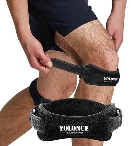 Tpubmity 2 Pièces Genouillère Rotulienne,Genouillère Sport Réglable,Strap Genou,Genouillère Sportpour Rotulienne Femme et Homme,le Basket, le Fitness