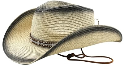 Sombrero Cowboy Grande Sombrero de paja para hombre, sombrero panamá, sombrero de vaquero, sombrero de verano, sombrero panamá, sombrero de paja para el sol con ala ancha, sombrero de Gorro (Beige, M)