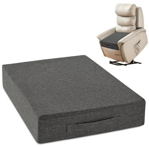 MineCozy Recliner Cushions for Elderly 20x20x4 Inch Thick Large Recliner Seat Cushion with a Handle Square Non Slip Chair Pads with Washable Cover for Couch Armchair Chairs Dark Grey