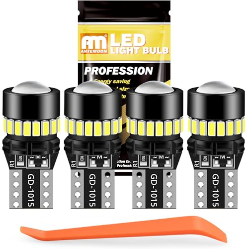 ANTEMOON Lampadine T10 W5W LED 12V 24V 6500K Bianco 194 501 168 2825 Wedge Luci Posizione LED Canbus Senza Errori Luci Interne Auto Lampada Porta Lettura Soffitto Interior Luce Targa, 4Pcs