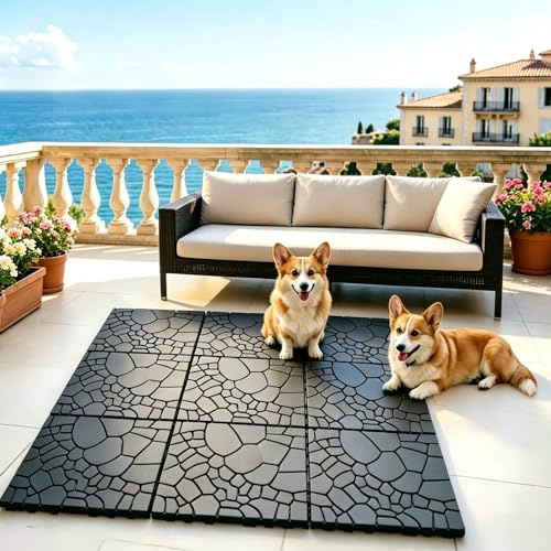 Airsell 9 Pièces (30 x 30 cm – 0,81 m²) Dalles de Terrasse Extérieure Clipsables, Caillebotis Plastique Antidérapant à Drainage Rapide pour Jardin, Piscine, Balcon(Lot de 9-Gris Foncé（STW))