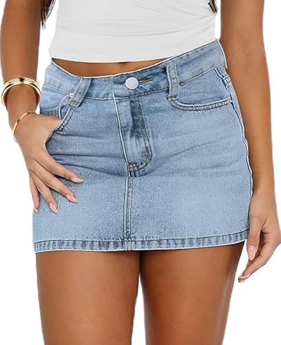 Barbotimer Women Denim Skirts Solid Color Bodycon Jeans Skirts Summer Casual Mini Skirts Streetwear