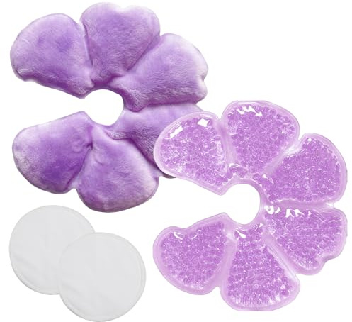KASURE Coussinets Allaitement 2 PCS + 2 Coussinets Bambou Réutilisables,Gel Chaud/Froid pour Soulager Engorgement & Mammite,Accessoires Maman Lavables, Souples et Écologiques