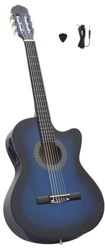 LoogCape Western Guitar Cutaway with Equalizer and 6 Strings Blue Basswood for Beginners Children and Adults 4/4 Size Includes Accessory Set and Tuner