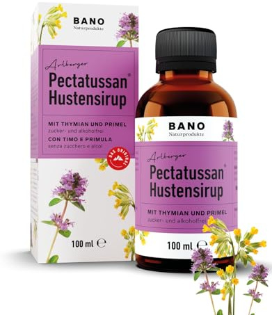 BANO Pectatussan Thyme Primrose hostmedicin 100ml | Alkohol- och sockerfri | för vuxna och barn från 3 år