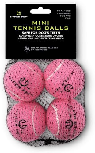 Hyper Pet MINI Tennis Balls for Dogs (Safe Dog Ball Tennis Balls for Exercise & Training) Interactive Toys work with Hyper Pet K9 Kannon MINI Dog Ball Launcher - 4 Pack Pink