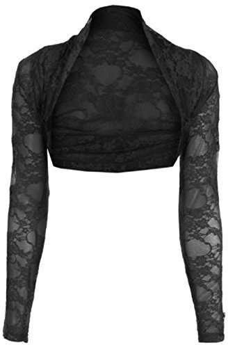 Divadames Womens Cropped Lace Shrug Ladies Bolero Black Size L/XL (UK 14-16)