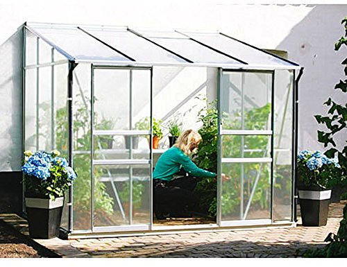 Ida 5200 Alu-Anlehngewächshaus HKP 4 mm Balkon-Gewächshaus 5,2 m² mit Fundament mit 1 Dachfenster