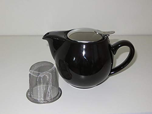 Cha Cult Kanne Saara Porzellan, Schwarz 0,9 l, mit Edelstahlfilter und Deckel