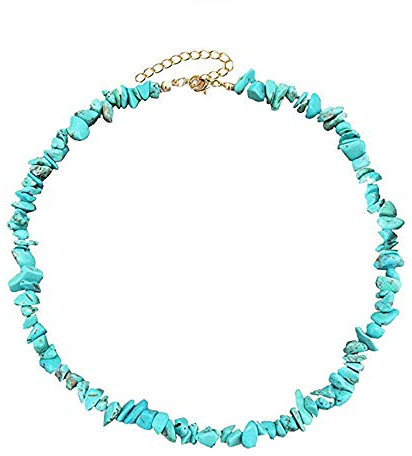 Mingjun handgefertigte und verstellbare Choker-Halskette, Türkis, Stein, Sommer, Strand, Halskette für Frauen und Mädchen