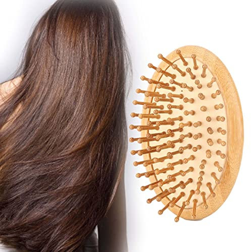 Peigne en bois de massage de cuir chevelu de brosse de massage, la brosse à cheveux en bambou aide à améliorer la santé des cheveux(Smoothing Brush)