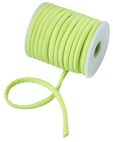 Cheriswelry 21.87 Yards 5mm Flat Stretch Nylon Cord Elastic Beading Strings Lawn Green Chinese Knotting Cord Soft Band Rope Braided Fabric Threads for DIY Crafting Sewing Macrame Jewelry Making