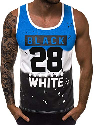 WAZZAP Hombre Camiseta de Tirantes Deportiva Músculo Fitness Gimnasio Impresión Tank Top Sin Mangas T-Shirt