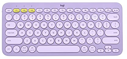 Logitech K380 Pebble Multi-Device Bluetooth Wireless Keyboard with Easy-Switch for Up to 3 Devices, Slim, 2 Year Battery-PC, Laptop, Windows, Mac,Chrome OS, Android, iPadOS,Apple TV-Lavender Lemonade