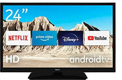 Nokia 24 Pollici (60 cm) HD LED Televisori - Smart Android TV (Triple Tuner DVB-C/S2/T2, Google Assistant, YouTube, Netflix, DAZN, Prime Video, Disney+) - HNE24GV210NC