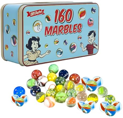 Lot de 160 billes métal 3 tailles amusant rétro œil de chat jouets intérieur extérieur verre