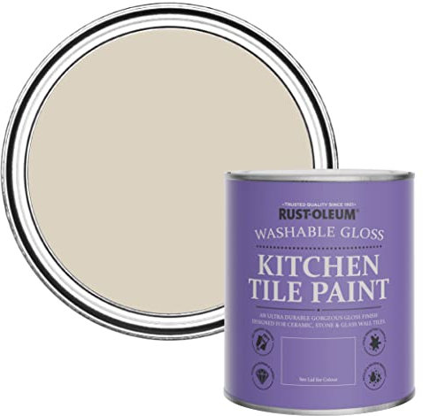 Rust-Oleum Beige Water-Resistant Kitchen Tile Paint in Gloss Finish - Hessian 750ml