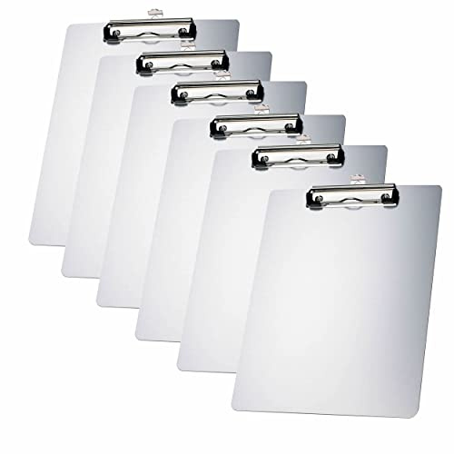 TUKA | 6 x A4 Portablocco in Alluminio, Clip in Metallo Gommato - Appunti in Alluminio di Alta Qualità, Grande Resistenza, Porta-pad Lavagna da scrittura, Confezione da 6, Argento Colore, TKD8025-6x