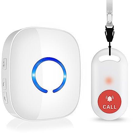 Pulsante di emergenza per anziani Pulsante di allarme di emergenza a casa 500FT Campana di emergenza infermieristica Anziani Allarme di panico senza fili SOS 1 ricevitore + 1 trasmettitore