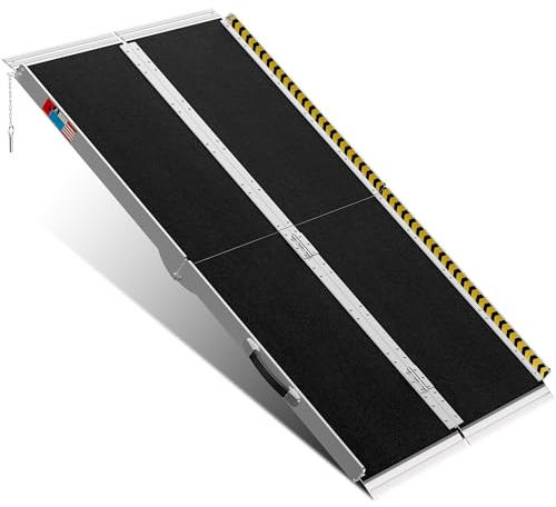 WHALEMOTOR Portable Wheelchair Ramp 5FT, Anti-Slip Aluminum Folding Portable Ramp, Wheelchair Ramps for Home, Weight Capacity Up to 800 LBS, with Transition Plates Above and Below, Loading Dock Plates