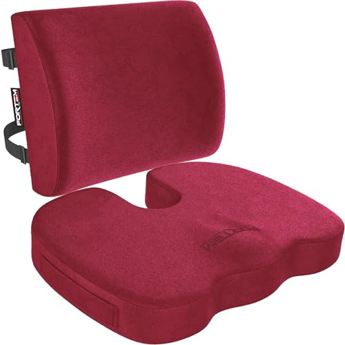 FORTEM Coussin Lombaire et d’Assise en Mousse à Mémoire de Forme, Antidérapant, pour Chaise de Bureau, Gaming et Siège Auto – Soutien Dos et Confort Prolongé