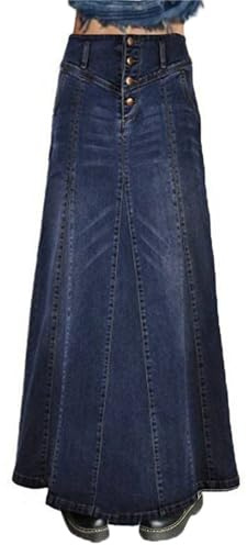 tinetill Jupe en Jean Jupe d'été pour Femme Jupes A-Line Casual Blue Denim Jeans Jupe A-Line Maxi Jupe Jupe Longue en Jean Jupe en Jean Taille Haute Stretch