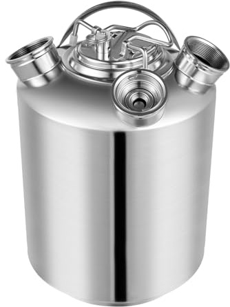 AOOUNGM Botte per la pulizia della birra, 10 l, in acciaio inox, contenitore per la pulizia con coperchio a 3 teste, botte di pulizia per impianti di spillatura, set di pulizia