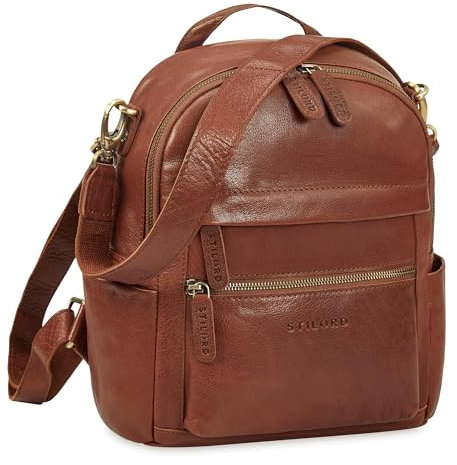 STILORD 'Regina' Leder Rucksack-Tasche 2-in-1 Damen - Rucksackhandtasche Kleine Damenhandtasche moderner Echtleder Damenrucksack - Taschen-Rucksack mit vielen Fächern, Farbe:maraska - dunkelbraun