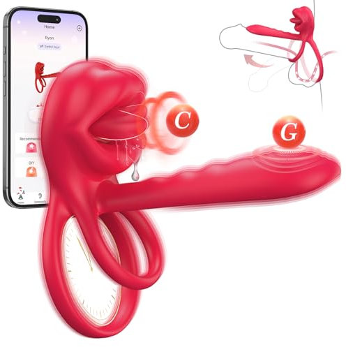 Migliorato Pene Vibratore Cock Ring con APP, Leccata Profonda Vibratoreper Donna Clotoride, Anello Fallico Stimolatore Clitoride Femminile, Vibratori Sexytoysys Donna Clitoride, Vibrator Sexy Toy
