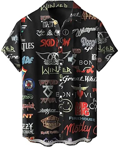 Camisa de bolos vintage de los años 50 para hombre, estilo retro rockabilly, manga corta, con botones, estilo hawaiano, Estilo rock, M