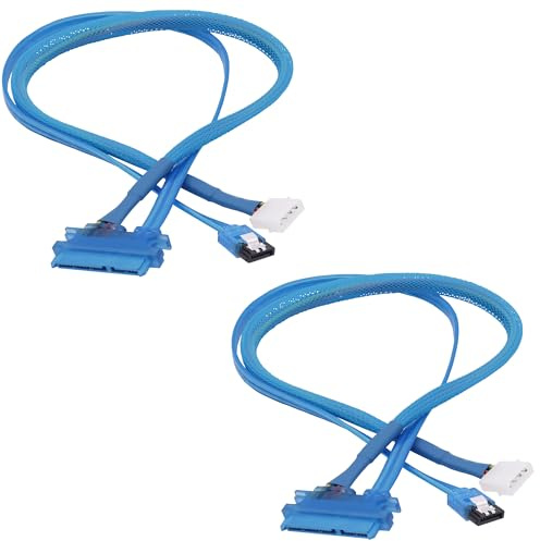 YARCHONN 22Pin SATA Data Power Cable 2 en 1 SATA III 7 + 15 Pin à 7 Pin Data avec IDE 4Pin Power Interface Femme à Mâle Data et Power Combo Extension Cable pour disque dur disque optique -50cm -2pcs