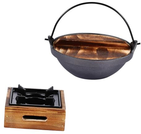 TOBBOMEY Olla de Hierro Japonesa con Horno Aluminio Compacto para Cocina Práctica Distribución Calor Uniforme Fácil Limpieza para Camping y Reuniones Familiares