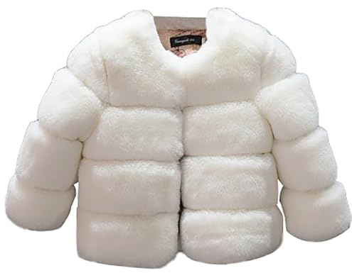 Kids Faux Fur Coat Fluffy Fleece Fuzzy Long Sleeve Cozy Toddler Winter Jacket Girls Thermal Heavy Christmas Clothes