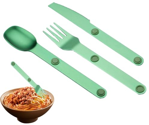Tyinerc Set D'Ustensiles De Camping | 3 Pièces Cuillère Fourchette Couteau Magnétiques,Set Combiné Cuillère Et Fourchette,Pour Voyage Hommes Extérieur Randonnée Camping Pique-Nique