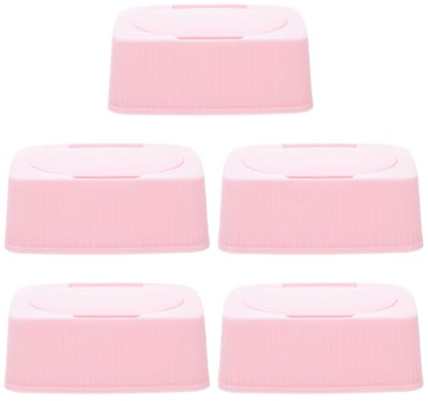 BESPORTBLE Porta Toallitas Húmedas Tapa, Diseño Infantil y Color Rosa, Material Pp, Paquete de 5 Piezas, Adecuado para Oficina y Hogar