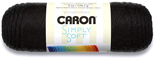 Caron H970039727 Simply Soft Solids Yarn 100% Acrylic - 6 oz - Black - Machine Wash & Dry