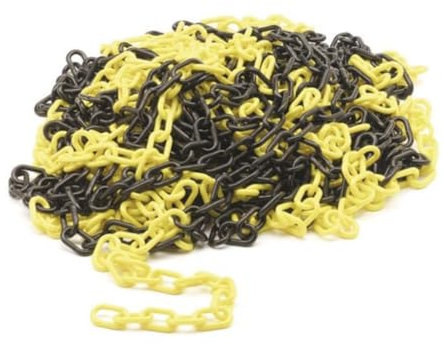 Perel Chaîne de balisage, pour la délimitation des zones dangereuses ou interdites d'accès, utilisation intérieure et extérieure, plastique, noir/jaune, 25 m, 6 mm