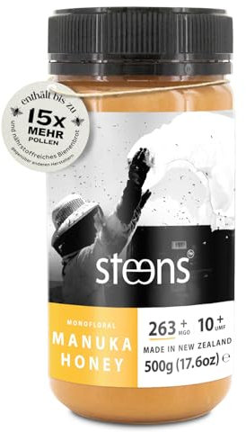 Steens Miel de Manuka - MGO 263+ - 100% certifié Miel Manuka cru pur UMF 10+ - Mis en pot et scellé en Nouvelle-Zélande - Manuka Honey 500 g