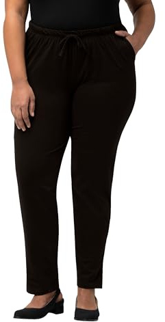 Ulla Popken Damen Boot-Cut Hose, 64083110, Schwarz (schwarz 10), 46/48