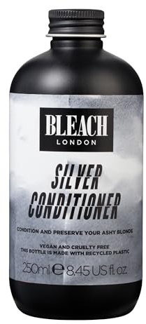Bleach London Silver Hair Toning Conditioner, Ashy Purple Colour Correcting Formula for Light Bleached Blonde Hair, Nourishes and Neutralises Brassy Yellow Tones, Paraben and Silicone Free 250ml