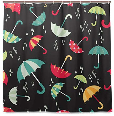 BIGJOKE Cortina de Ducha, Paraguas Resistente al Moho, Impermeable, Tela de poliéster, 12 Ganchos, 72 x 72 Pulgadas, decoración del hogar
